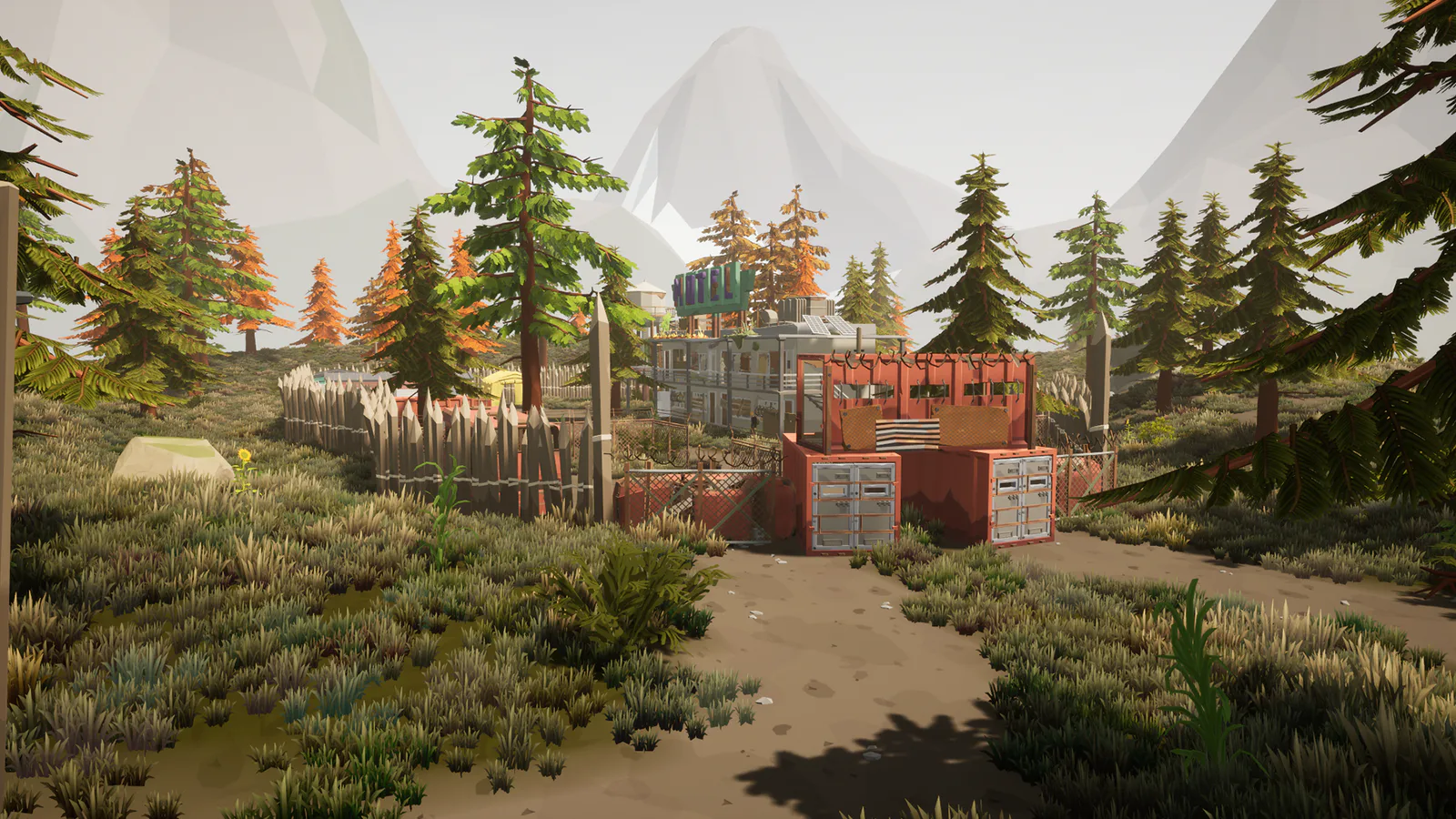 Survivor approaching an official faction area built from containers and guarded entrances
